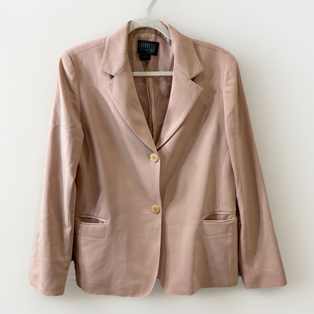 Lafayette 148 New York Career Long Sleeve Pale Pink Quiet Luxury Wool Blazer 8